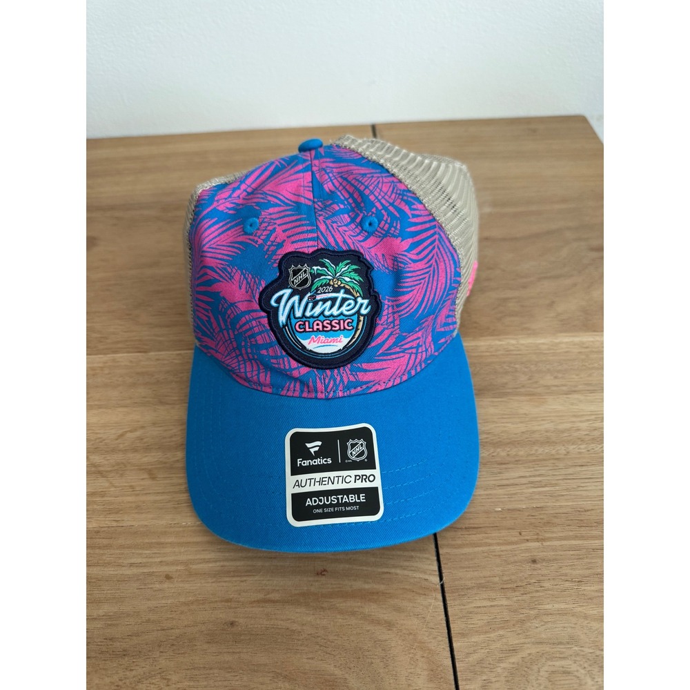 Fanatics NHL 2026 Winter Classic Miami Trucker Hat Pink Blue Palm Snapback Cap